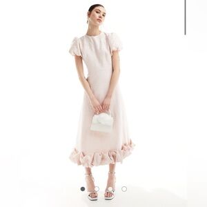 Sister Jane puff sleeve ruffle hem midaxi dress in powder pink